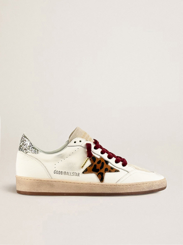Ball Star with leopard-print pony skin star and silver glitter heel tab