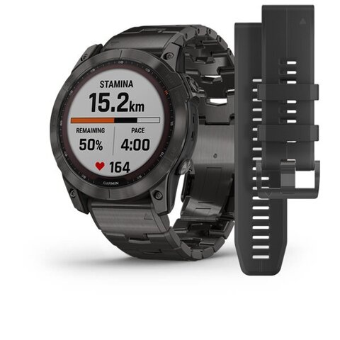 Garmin fenix 7x Sapphire Solar - Carbon Gray DLC Titanium with Titan Bracelet