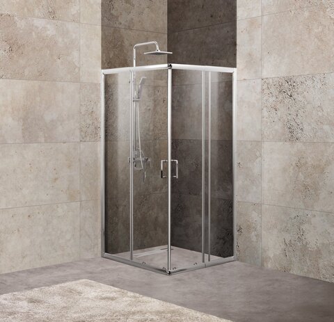 BelBagno UNIQUE-A-2-75/90-P-Cr Душевой уголок квадратный  Две раздвижные двери. Стекло 5 мм, текстурное, хром