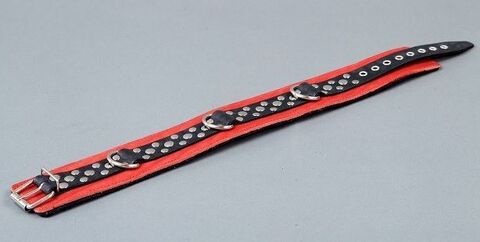 Красно-чёрный ошейник на мягкой подкладке - Подиум Р28А