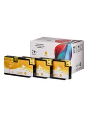 Набор струйных картриджей Sakura CZ136A (№711 Yellow 3-pack) для HP Designjet T120/T520 ePrinter, водорастворимый тип чернил, желтый, 26 мл. (3шт)