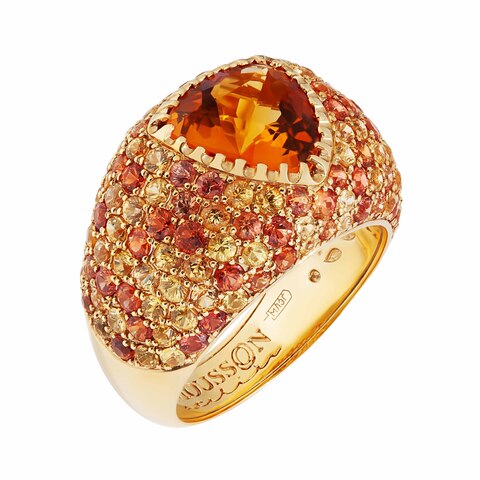 Кольцо c Цитрином и Цветными Сапфирами, R0073-0/2