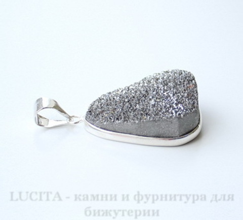 Подвеска Кварц в рамке (цвет - античное серебро) 34,7х23,4х12 мм №19 ()