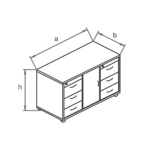 Тумба подкатная с 6-ю шуфлядами и дверцей МОНО-ЛЮКС