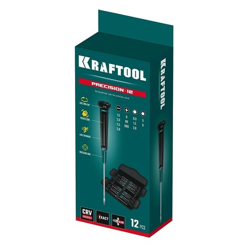 KRAFTOOL Precision 12 для точных работ 12 предм., Набор отверток (25689)