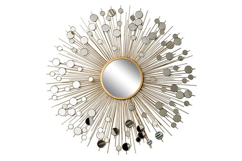 Зеркало декоративное круглое 80см Garda Decor с золотистыми лучами
