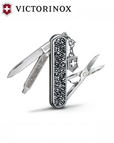 Нож-брелок Victorinox Classic CD Brilliant Crystal, 58 mm, Black & Silver (0.6221.35)