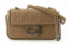 Сумка Fendi Baguette из ткани с логотипом Ff бежевый
