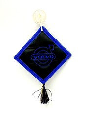 Ромб VOLVO (экокожа, черный с синей вышивкой и синим кантом)