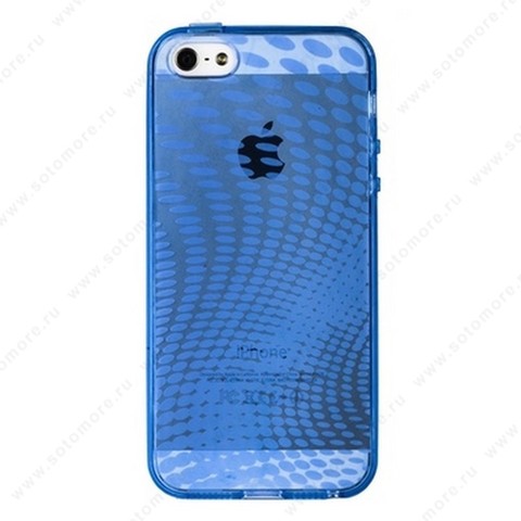 Накладка силиконовый TPU для Apple iPhone SE/ 5s/ 5C/ 5 прозрачный с волнами голубой