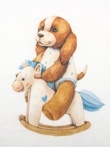 Трикотажный плед "Собачка на качалке"