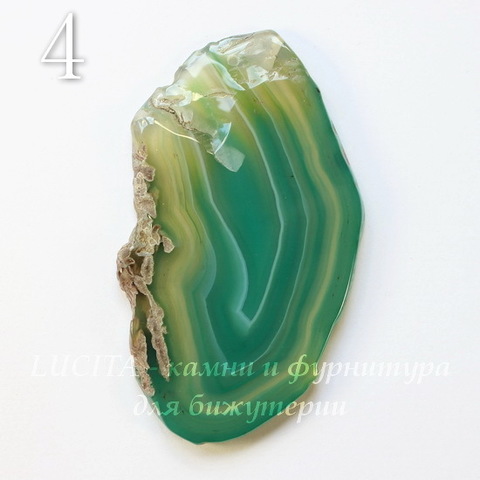 Подвеска Срез Агата (тониров), цвет - зеленый с полосками, 67-109 мм (№4 (78х45 мм))