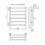 Полотенцесушитель электрический Terminus Анкона П6 500x591 с полкой, ТЭН HT-1 300W, левый/правый