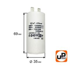 Конденсатор UNITED PARTS CBB60, 12 мкФ, 450В, 2 клеммы (90-0973)