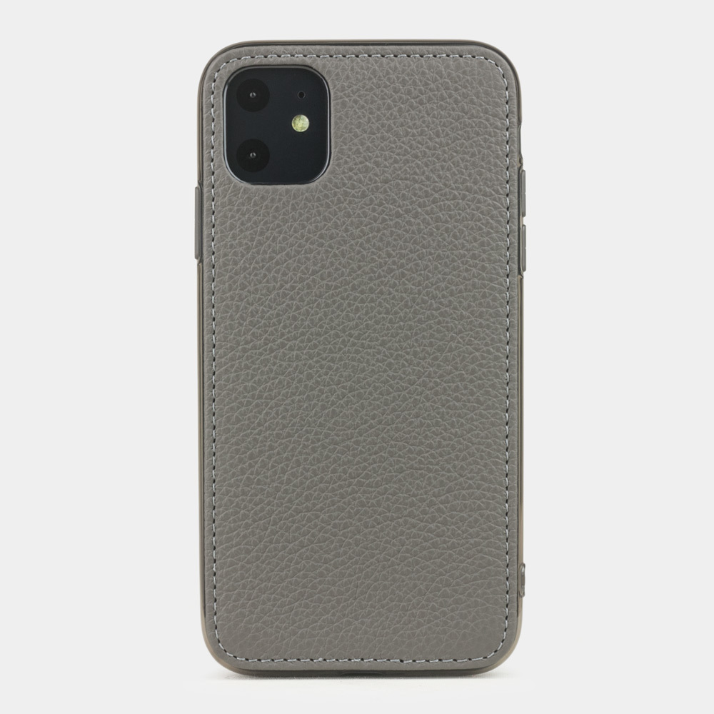 Чехол-накладка для iPhone 11 из натуральной кожи теленка, серого цвета