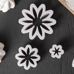 Набор вырубок кондитерских «Хризантема», 3 шт.