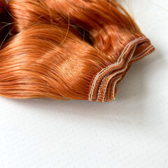 Волосы для кукол, трессы кудри, цвет рыжий, 13-15 см*1 метр., набор 2 шт.