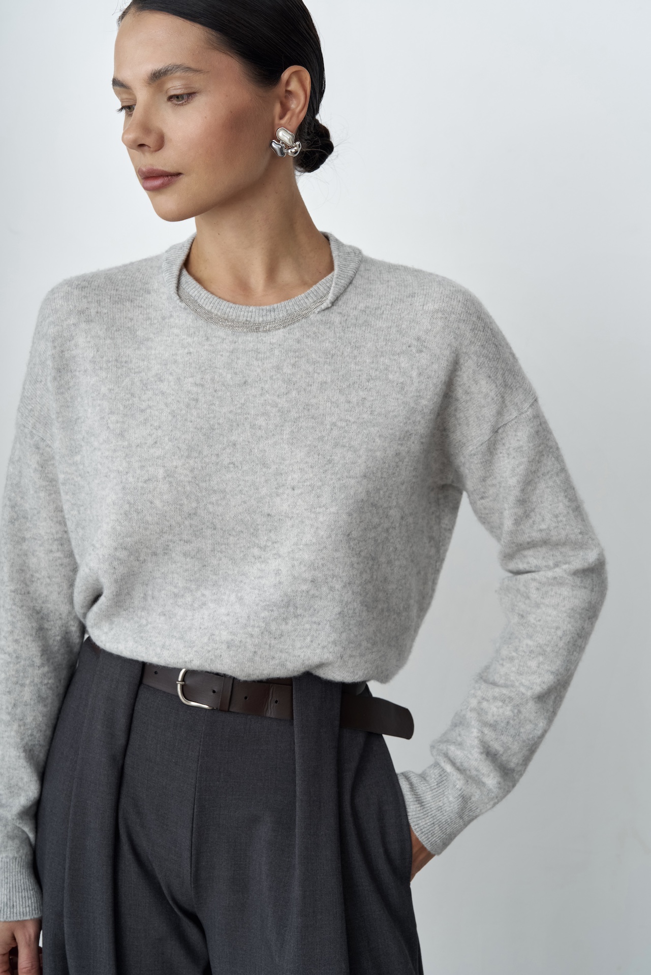 Джемпер из кашемира и шерсти с монилью на вырезе PREMIUM QUALITY