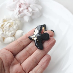 Подвеска фарфоровая Птичка (черный с золотом) 34*42 мм S041