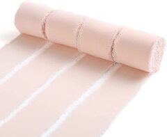Лента шифон, необработанные края (3,8см*6,4м), Нежно-розовый
