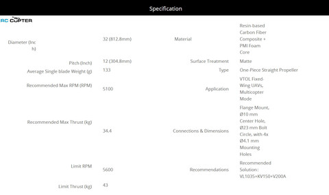 Пропеллер карбоновый VZ 32x12 T-Motor (пара)
