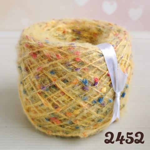 Фантазийная пряжа с бубышками 200м/100г, 2452, Бледный желтый