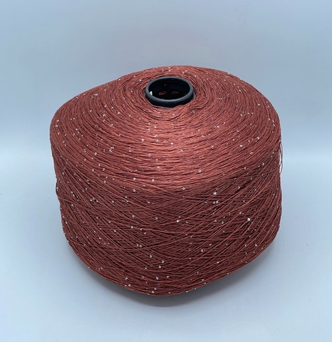 Бобинная пряжа, Linette Pailletes, 450м, 80% Лен, 20% Полиэстер(пайетка), Медный+пайетка. 39388