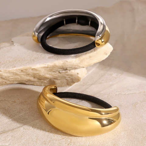 Резинка для волос металлическое полукольцо «BIG HAIR CUFF», золото/серебро