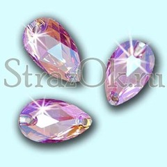 Стразы пришивные акриловые Drop Light  Amethyst AB, Капля Аметист АБ светло-фиолетовый с радужным покрытием на StrazOK.ru