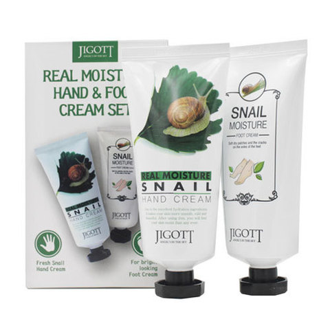 Jigott Real Moisture Hang & Foot Cream Set - Набор кремов для рук и ног с экстрактом улитки