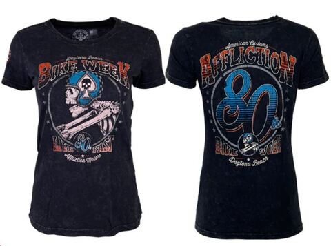 Affliction | Футболка женская DAYTONA 80 AW24409 перед и спина