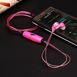 Наушники с микрофоном светящиеся в темноте Flashing light LCD с разъемом mini-Jack (3.5mm) (Розовый)
