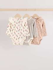 Боди с длинным рукавом для малышей Next E67-025, 3 шт., Молочный, Бежевый