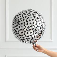 Шар 3D Сфера, Диско, Серебро, 1 шт. (22''/56 см)