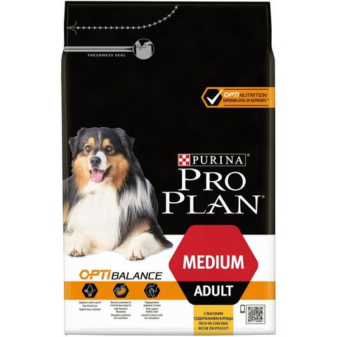 Pro Plan сухой корм для взрослых собак средних пород (курица) 3 кг