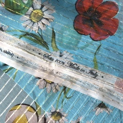 шифон шелковый голубой с цветами