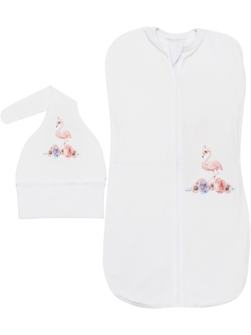 Пеленка-кокон "Принцесса фламинго" с шапочкой