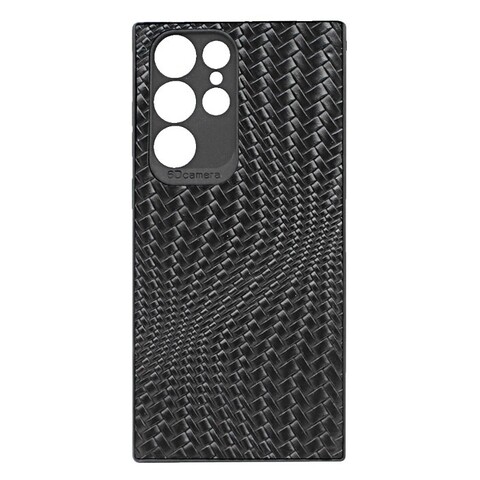 Силиконовый чехол под кожу 6D Camera плетенный для Samsung Galaxy S22 Ultra (Черный)