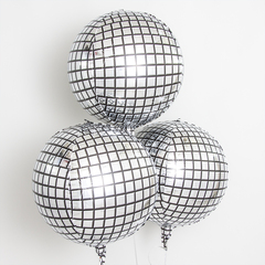 Шар 3D Сфера, Диско, Серебро, 1 шт. (22''/56 см)