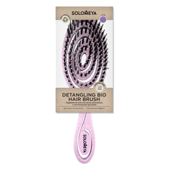 SOLOMEYA Расческа био для волос подвижная c натуральной щетиной СИРЕНЕВАЯ Solomeya Detangling Bio Hair Brush With Natural Boar Bristle Lilac, 1 шт