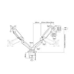 Настольный кронштейн с газлифтом Brateck LDT13-C024 для 2-х мониторов (13