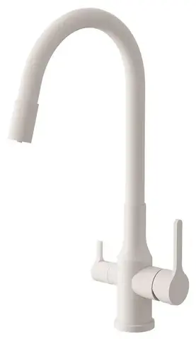 Смеситель для кухни BELZ B76814-8 гибкий излив, нержавеющая сталь, белый