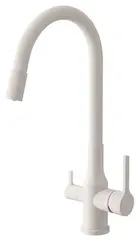 Смеситель для кухни BELZ B76814-8 гибкий излив, нержавеющая сталь, белый