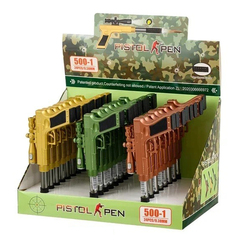 Ручка шариковая, Basir, синие чернила, серия "Пистолет", в форме оружия, с фонариком, 24 шт