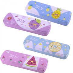 
          Пенал металлический 2 отделения Alingar, таблица умножения, 55 х 190 мм, "Фрукт", ассорти (роз,голуб,фиолет,син), надпись"Thank you, love you"