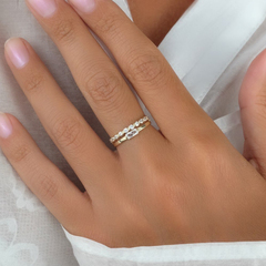 л10992 - Кольцо двойная дорожка с фианитами из желтого золота 585 пробы