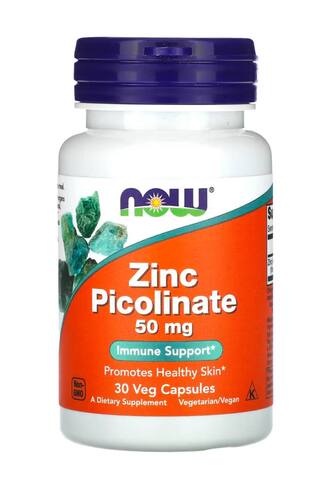 NOW Foods Пиколинат цинка, 50 мг, 30 растительных капсул