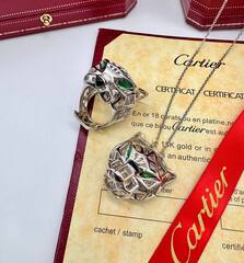 Колье с подвеской ПАНТЕРА PANTHERE крупная коллекция yellow/white VGOLD