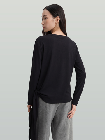 Лонгслив свободного кроя с декоративным бантом 