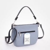 Сумка Саломея 1038 гладкий серо-голубой + черный